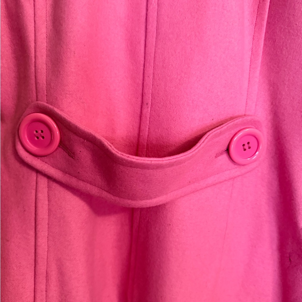 Tulle Pink Pea Coat Jacket Size L Fits S/M Wool Blend - Picture 7 of 10